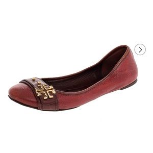 Tory Burch Red Leather Elina Ballet Flats Size 8.5